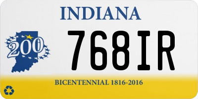 IN license plate 768IR