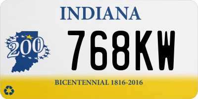 IN license plate 768KW