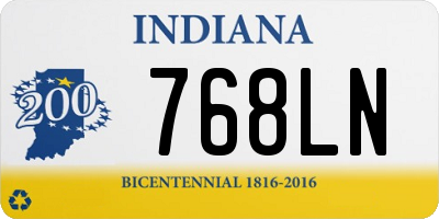 IN license plate 768LN