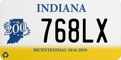 IN license plate 768LX