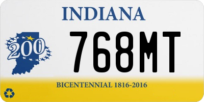 IN license plate 768MT