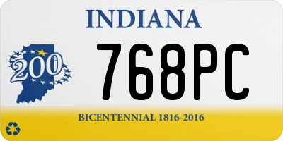 IN license plate 768PC