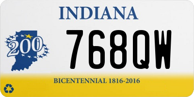 IN license plate 768QW