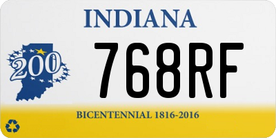 IN license plate 768RF