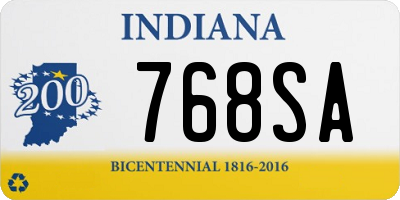 IN license plate 768SA
