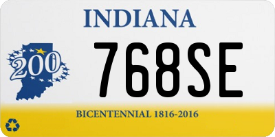 IN license plate 768SE