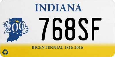 IN license plate 768SF