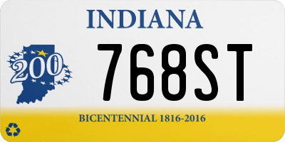 IN license plate 768ST