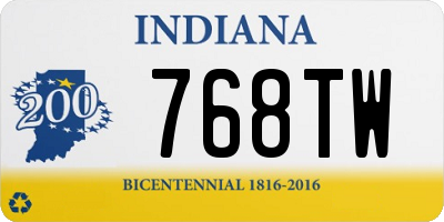 IN license plate 768TW