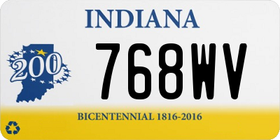 IN license plate 768WV