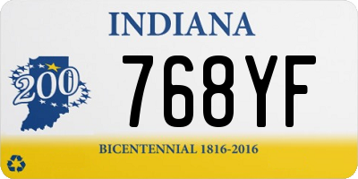 IN license plate 768YF