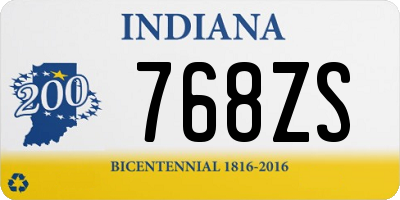 IN license plate 768ZS