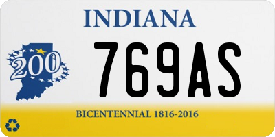 IN license plate 769AS