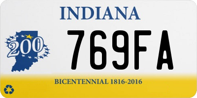 IN license plate 769FA