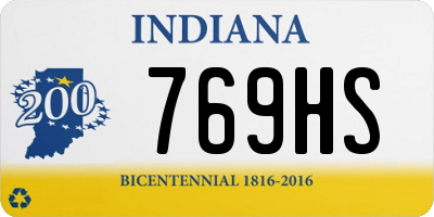 IN license plate 769HS