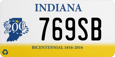 IN license plate 769SB