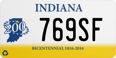 IN license plate 769SF