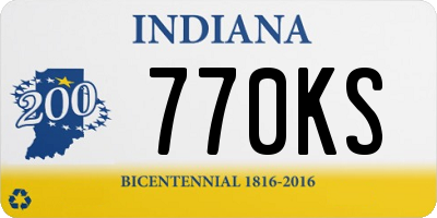 IN license plate 770KS