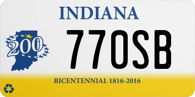 IN license plate 770SB