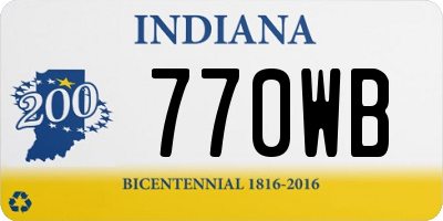 IN license plate 770WB