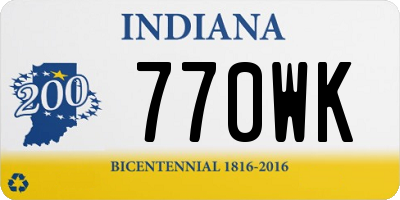 IN license plate 770WK