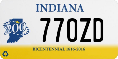 IN license plate 770ZD