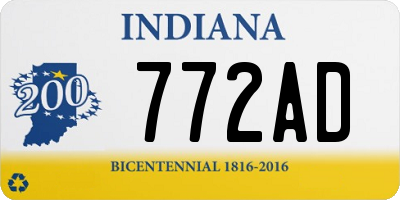 IN license plate 772AD