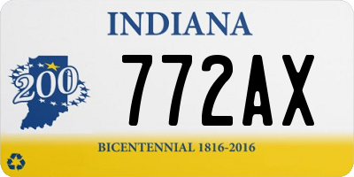 IN license plate 772AX