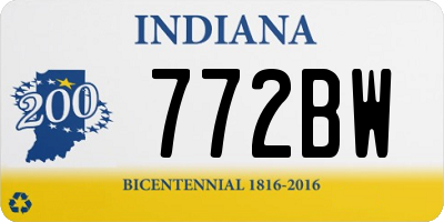 IN license plate 772BW