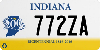 IN license plate 772ZA