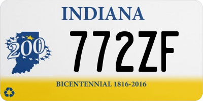 IN license plate 772ZF