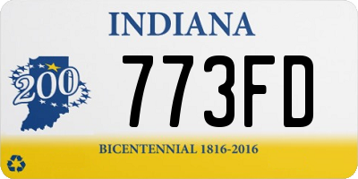IN license plate 773FD