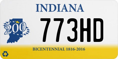 IN license plate 773HD
