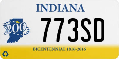 IN license plate 773SD