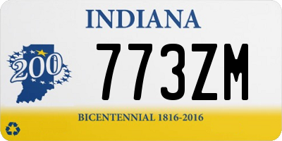 IN license plate 773ZM