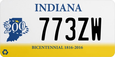 IN license plate 773ZW