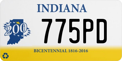 IN license plate 775PD