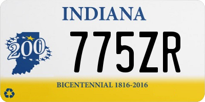 IN license plate 775ZR