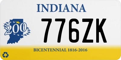 IN license plate 776ZK