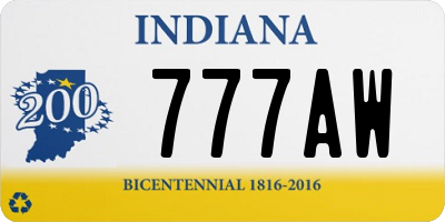 IN license plate 777AW