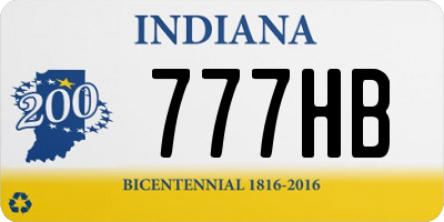 IN license plate 777HB