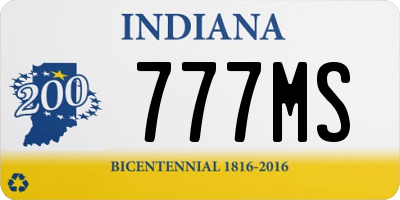 IN license plate 777MS