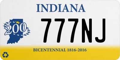 IN license plate 777NJ