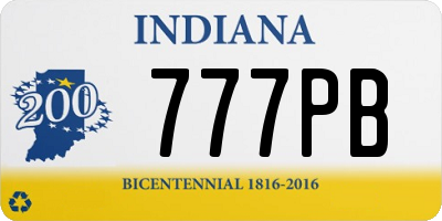 IN license plate 777PB