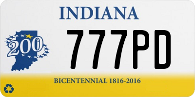 IN license plate 777PD