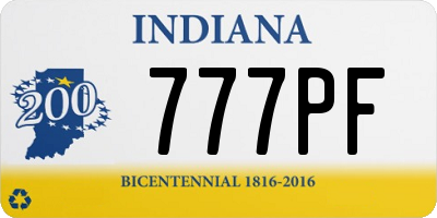 IN license plate 777PF