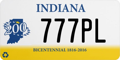 IN license plate 777PL