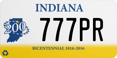 IN license plate 777PR
