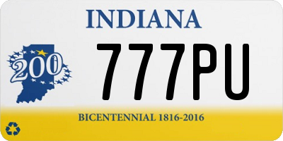 IN license plate 777PU