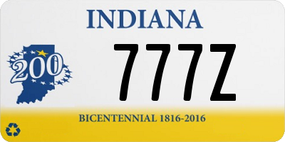 IN license plate 777Z